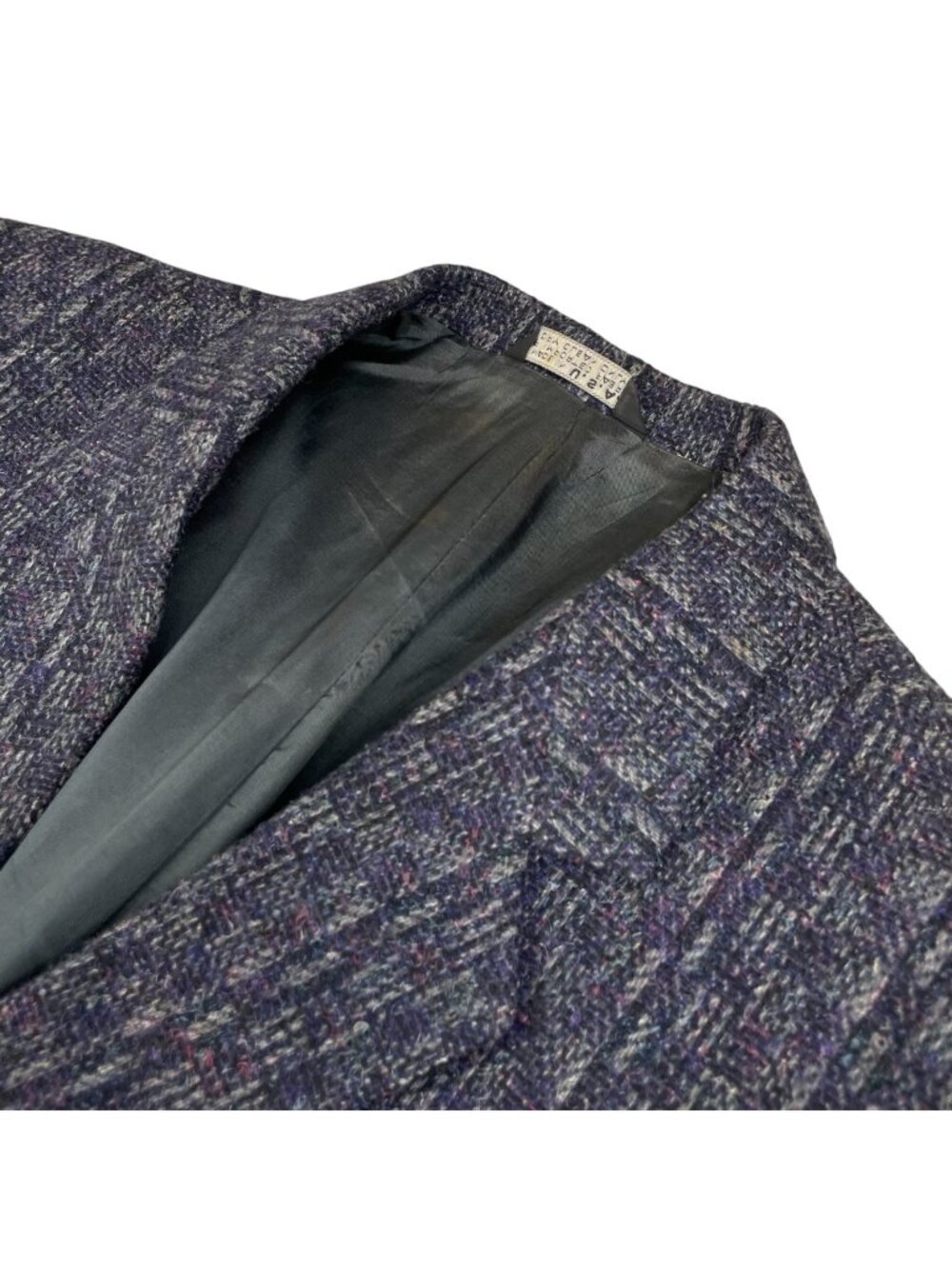 VTG 1980's Night Moves Men's Tweed Double Breasted Blazer Navy/Gray • USA • 40R